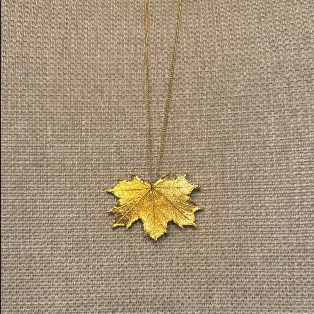 Gold Dipped Leaf Pendant Necklace